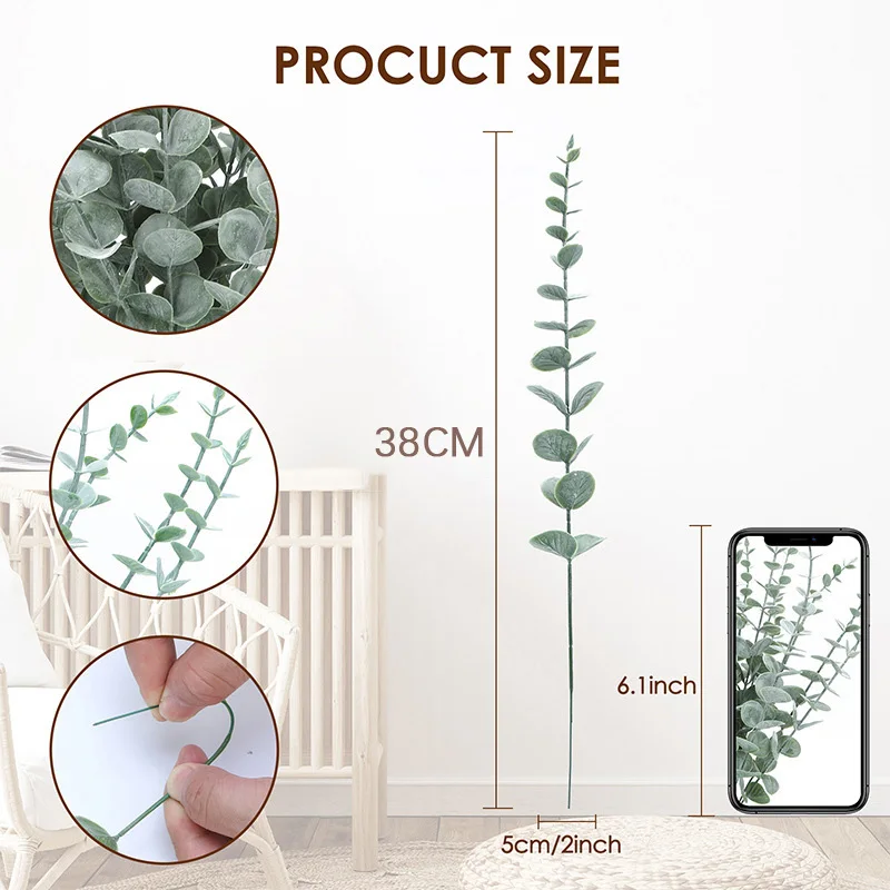 10pcs 38cm Eucalyptus Stems Ar - Florist Supply Bulk ulasan dan harga